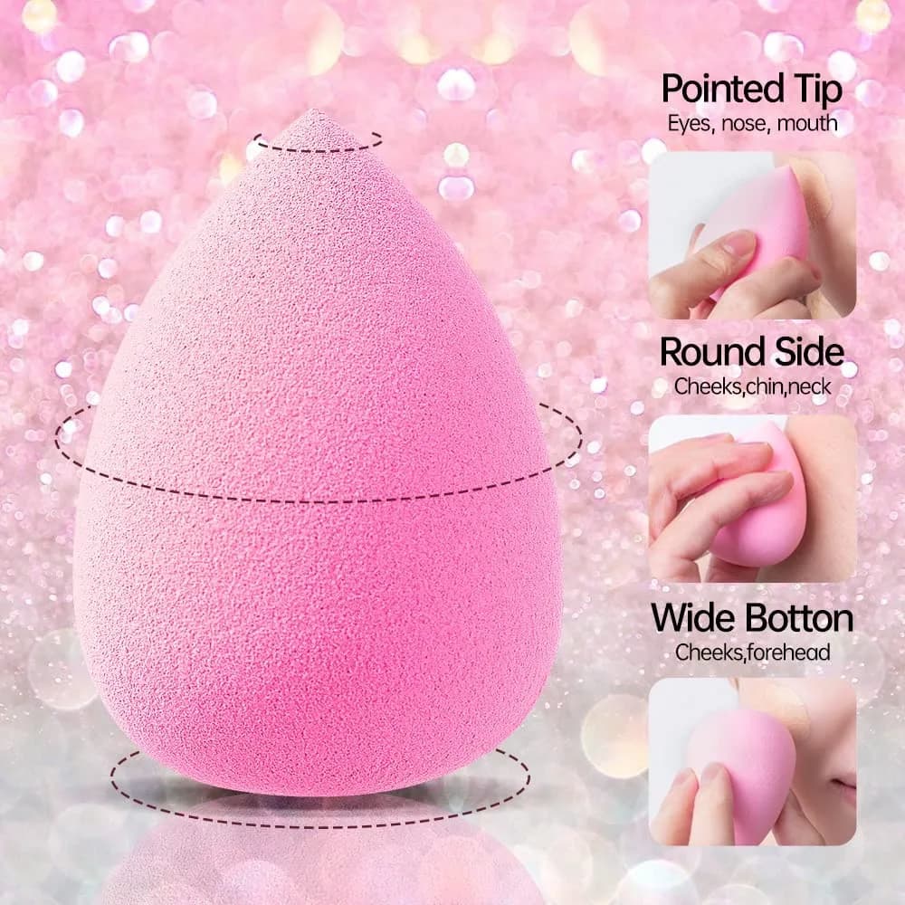 3 Pack Makeup Sponge, Soft & Fine Teardrop Blending Sponge for Foundation, BB Cream, Concealer, Powder, Wet and Dry Dual-Use Cosmetic Applicator