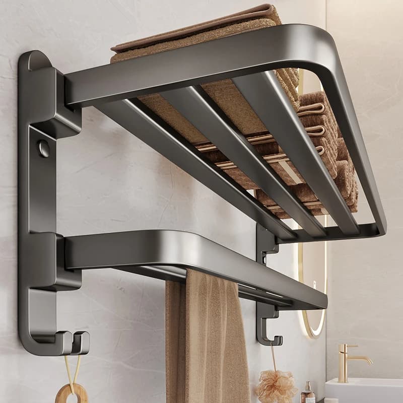 Aggiornamento e addensare grigio nero 40CM-60CM portasciugamani in alluminio portaoggetti da bagno portasciugamani da bagno accessori