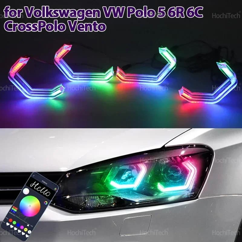 Kit LED Angel Eyes stile M4 per Volkswagen VW Polo 5 6R 6C CrossPolo Vento Gol Voyage Saveiro Cross con indicatori di direzione lampeggianti