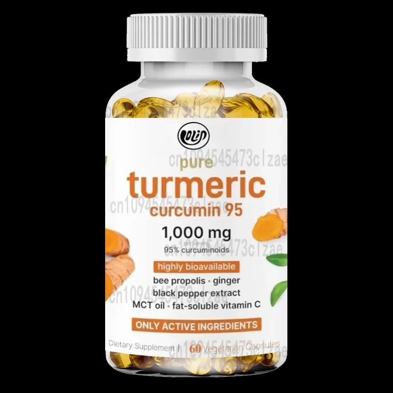 Integratore di curcumina di curcuma 1000 mg con 95% di curcuminidi Olio MCT di propoli Vitamina C e pepe nero 60 capsule vegetariane