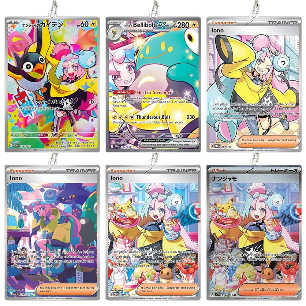 PTCG Iono Acrylic Keychain Cards Decoration Wattrel Bellibolt Ex SAR Bag Decoration Pendant Collection Keyring Festival Gift