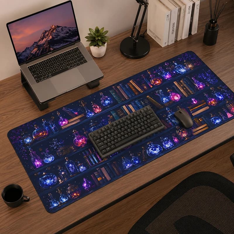 Mouse Pad Magic Potion Bookshelf Gaming printon demand Large HD Computer Mousepad XXL Non-Slip Carpet Office Mouse Mats