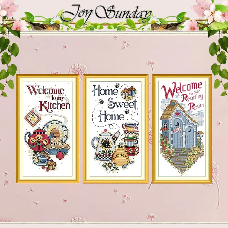 Door Flag Patterns Counted Cross Stitch Set DIY 11CT 14CT 16CT HD Stamped DMC Cross-stitch Kit Embroidery Needlework Crafts