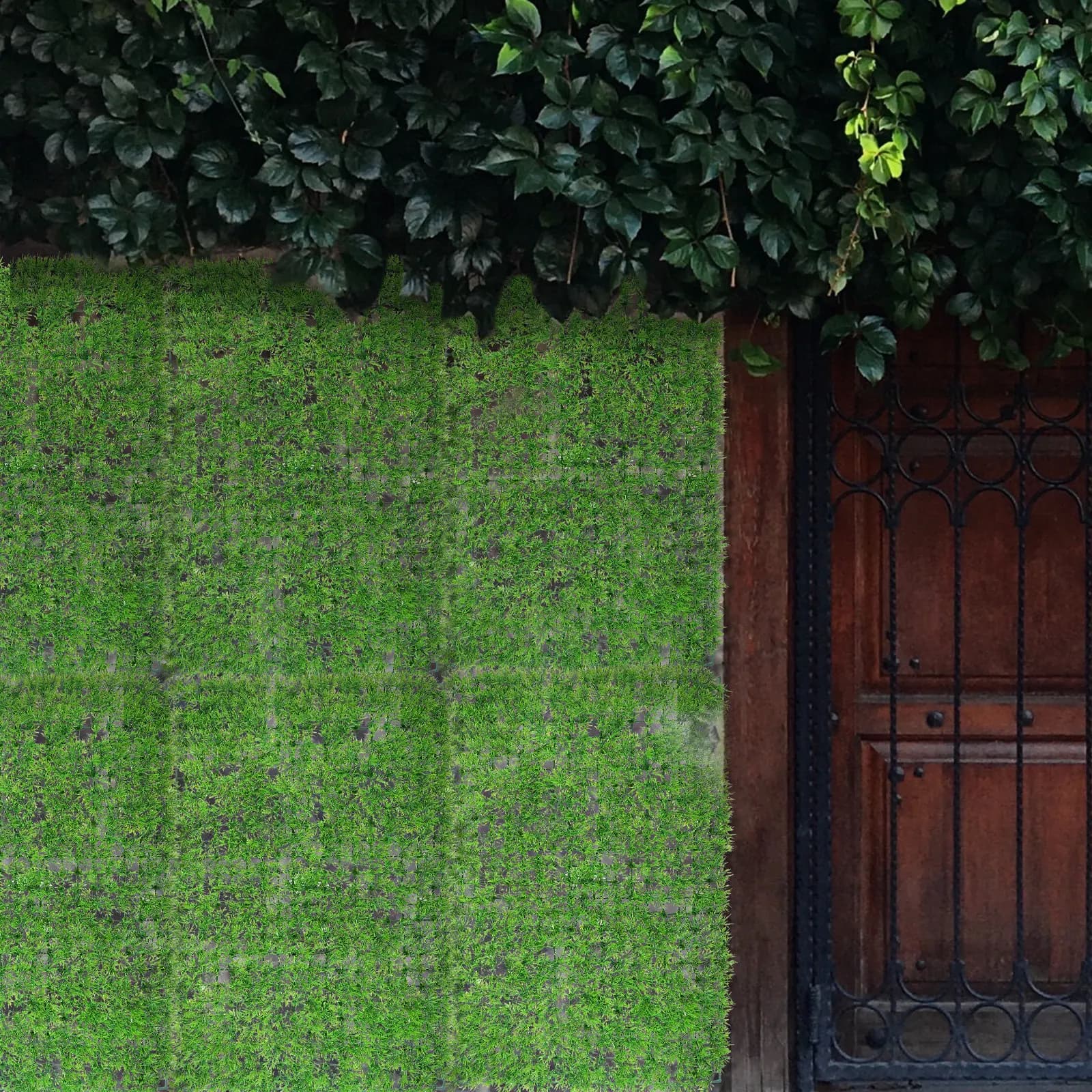 Artificial Siepe Panel, Green Decoration for Interior and Exterior, Wedding Background, Wall Decoration with Long-Term Fin Plants