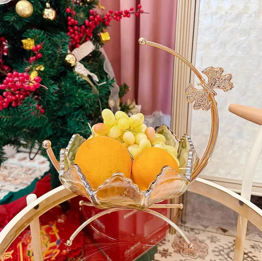Piatto per Frutta Secca in Vetro DSA di Lusso, Decorazione per Tavolino da Salotto, Porta Snack in Metallo a Forma di Luna