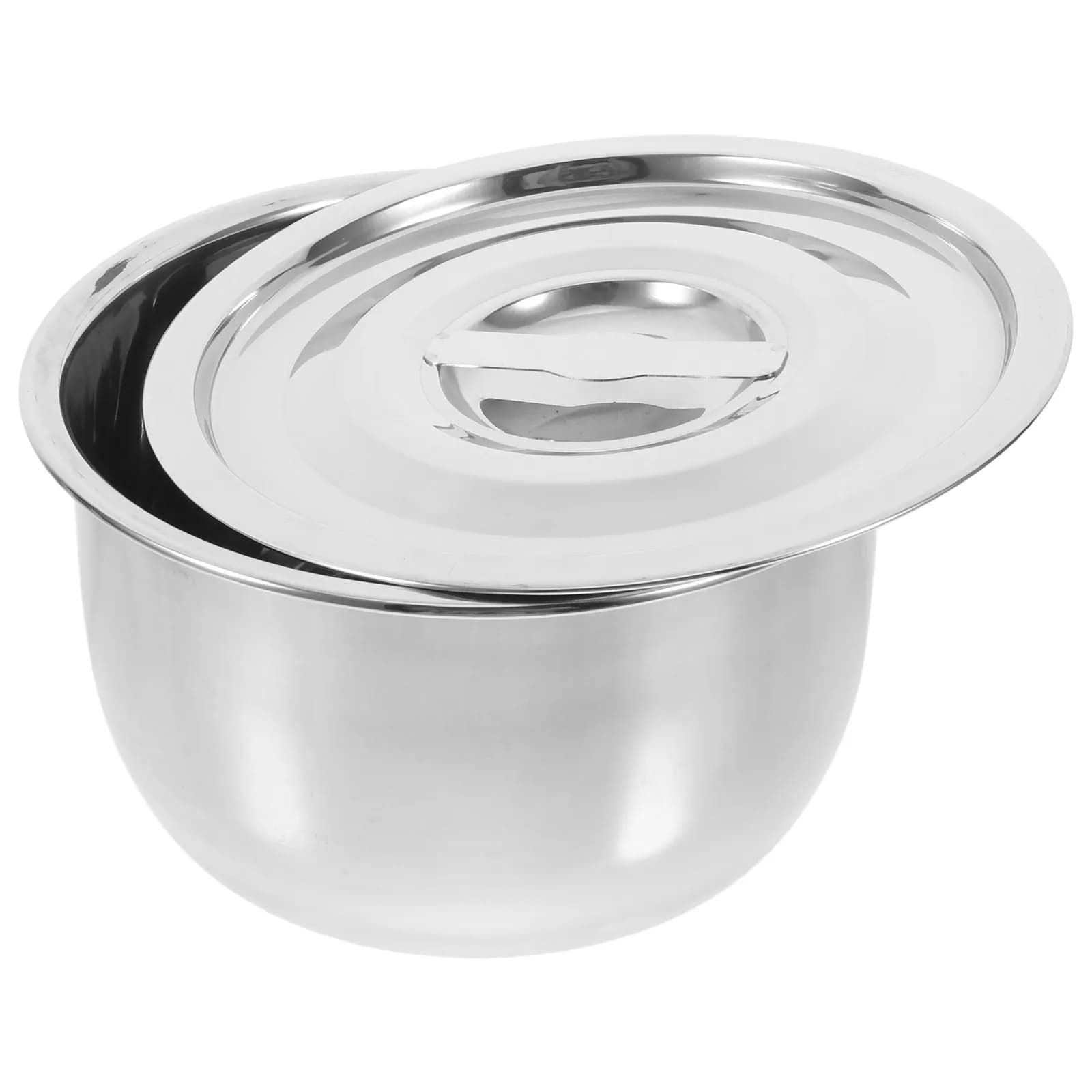 Ciotole per Mescolare in Acciaio Inossidabile, Contenitore per Zuppa in Metallo 20Cm con Coperchio Ermetico, Contenitore per Preparazione Pasti, Insalatiera, Contenitore per Cucina e Conservazione