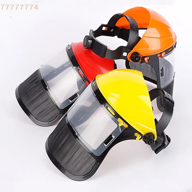 Safety Helmet Hat for Garden Grass Trimmer Weed Wacker with Full Face Mesh Mask Logging Brush Cutter Forestry Protection Gear