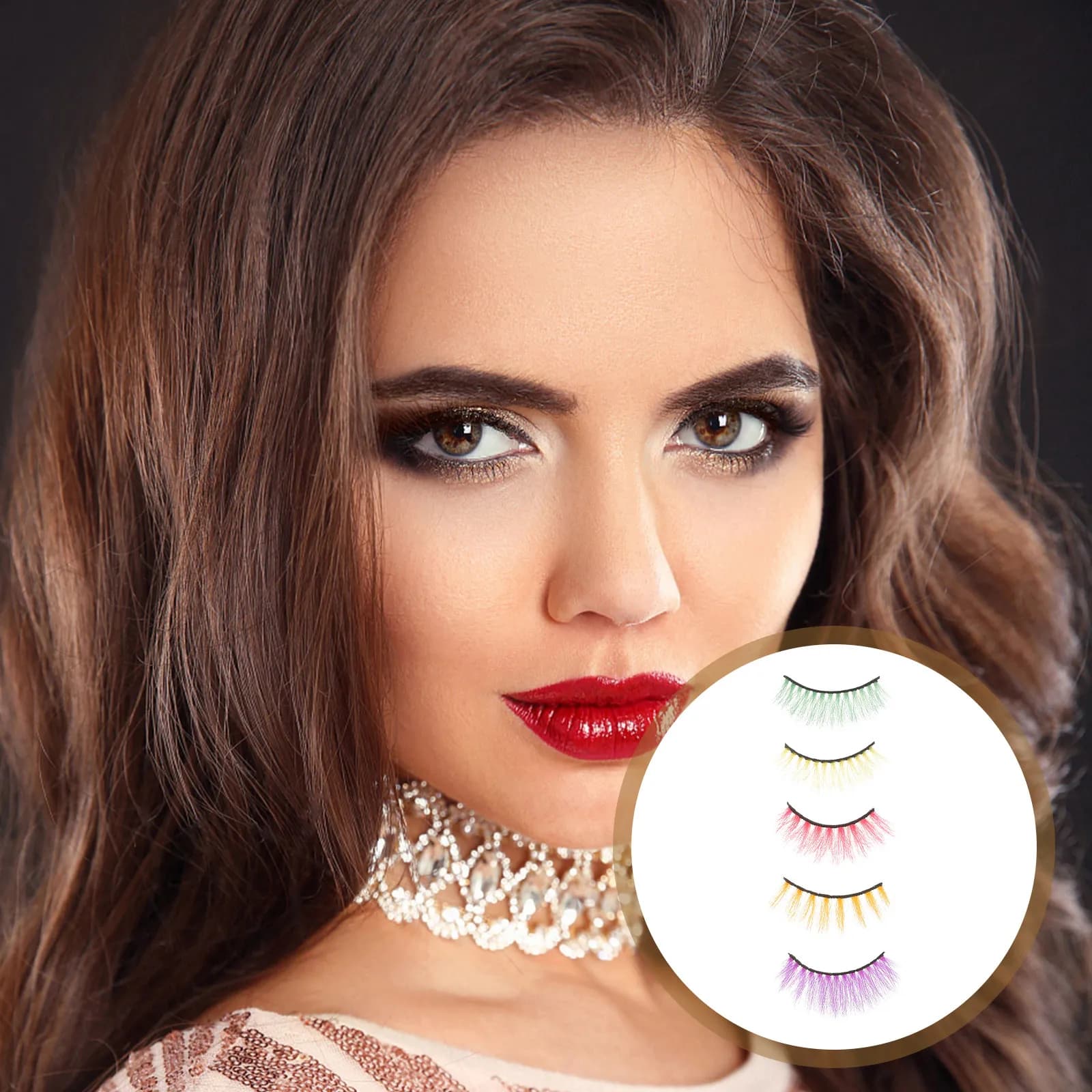 5 paia di ciglia finte colorate per donna, extension per ciglia finte lunghe e spesse, ciglia naturali per un look affascinante
