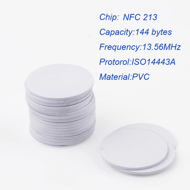 10 Pz/lotto 25mm 13.56Mhz ISO14443A Monete NFC NFC 213/215/216 Chip Moneta Tag PVC Carte Moneta Tag Impermeabile Per Tutti I Telefoni NFC