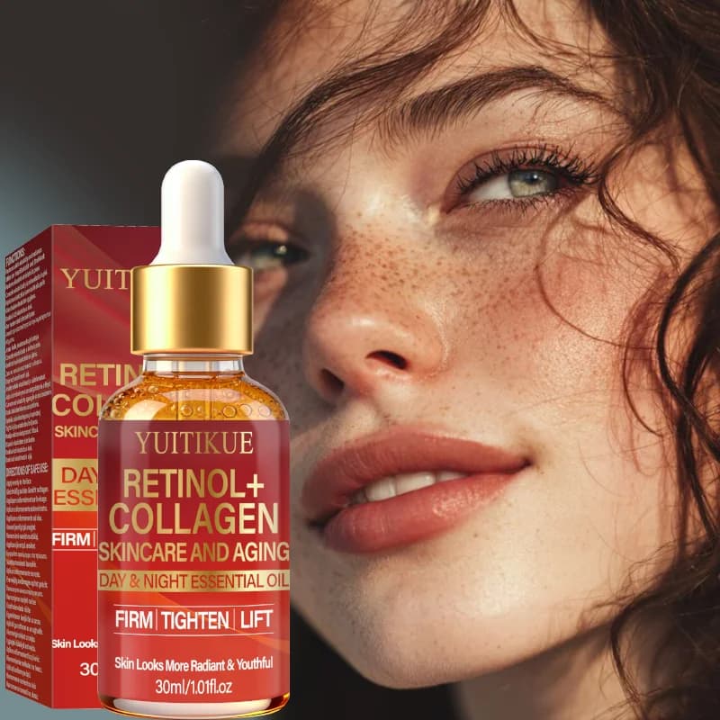 YUITIKUE Oil Viso Antietà al Retinolo e Collagene Rassodante, Toning, Hydratante e Illuminante per Pelli Secche e Grasse - Daily Skin Care