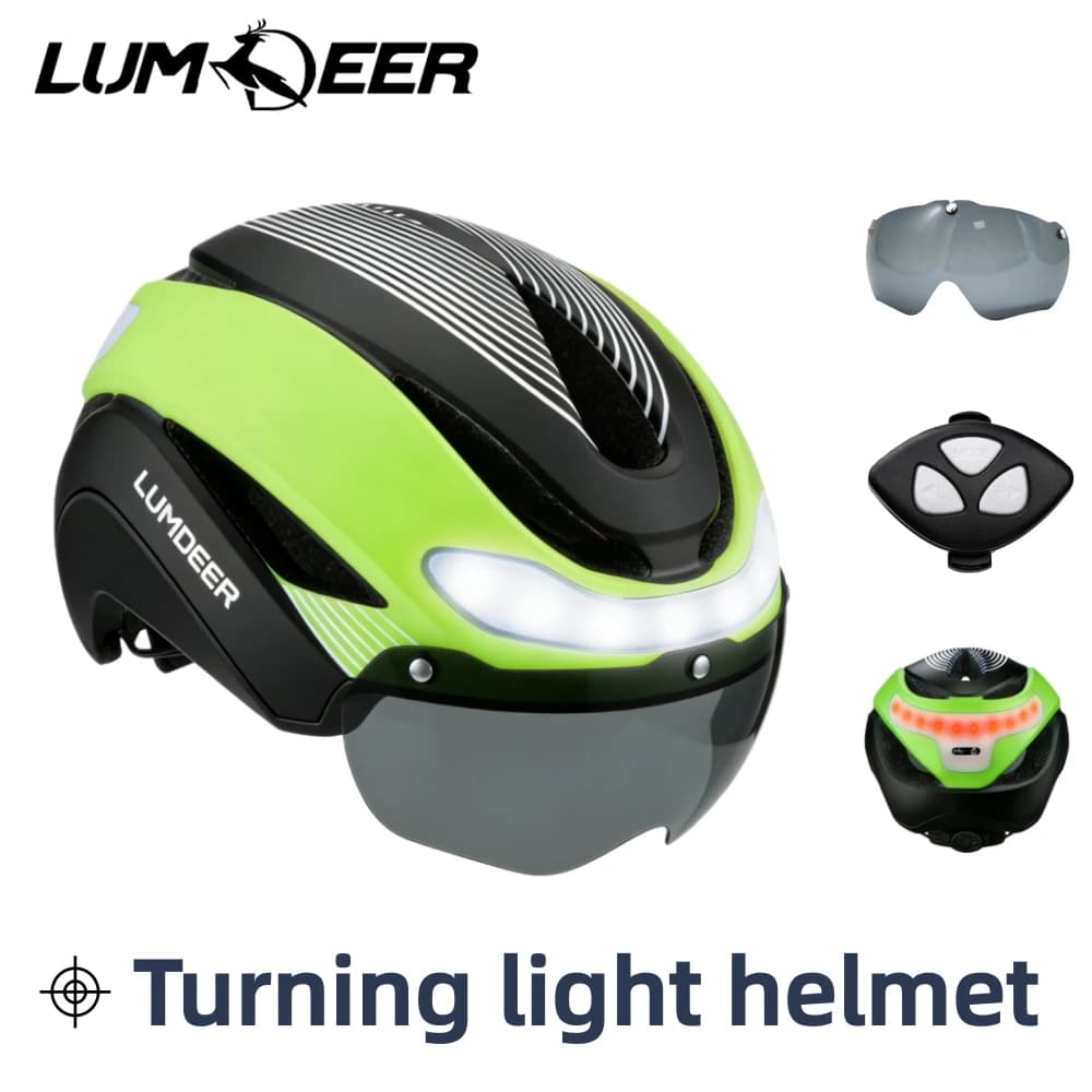 LUMDEER Helmet for road bike direction indicators with Google magnetic and visiera ultralight racing sunshine for road bike for adults front and rear