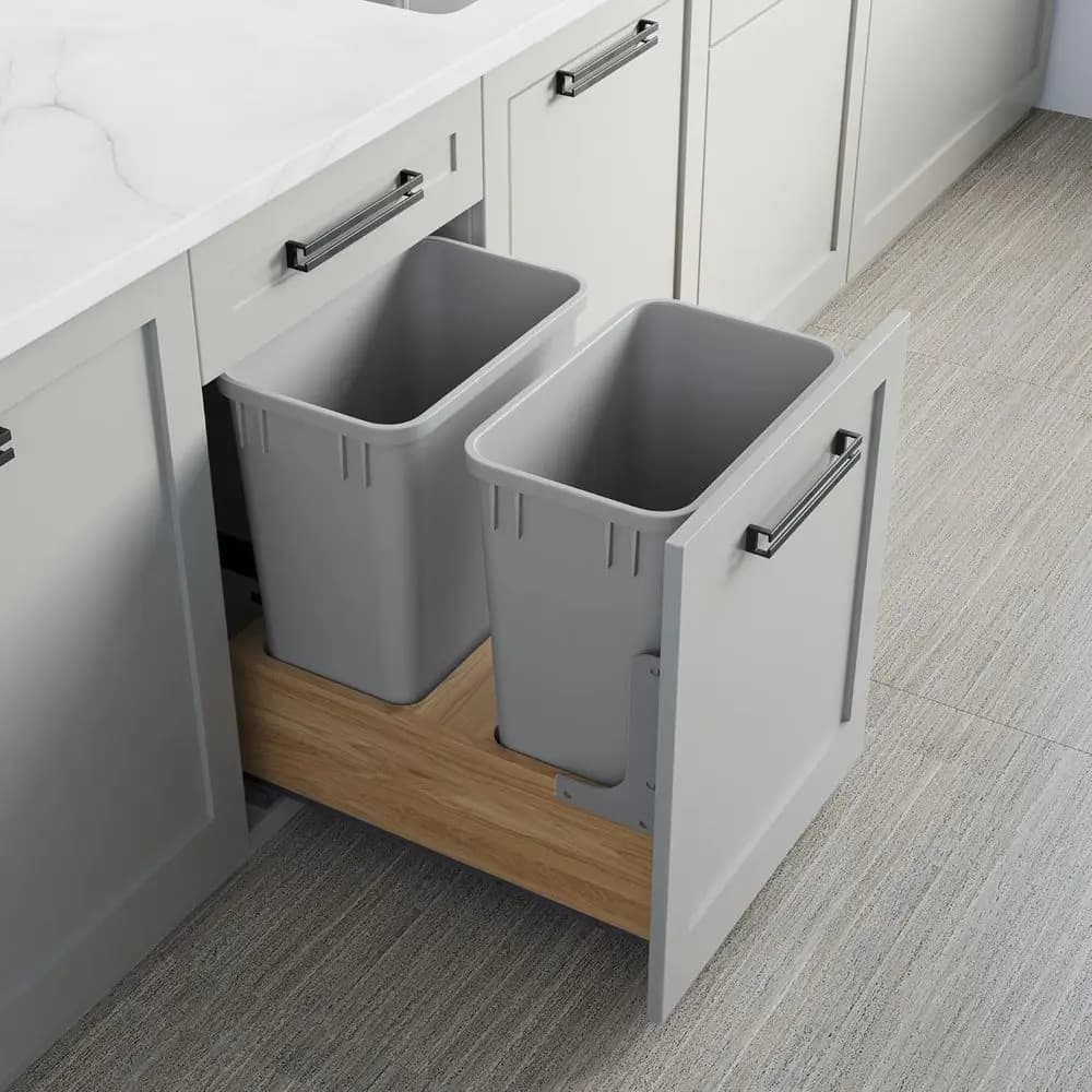 Cestino Estraibile Dowell B18/B21 con Base in Legno e Due Contenitori in Plastica da 35Qt (4008 0218 35 * 2)