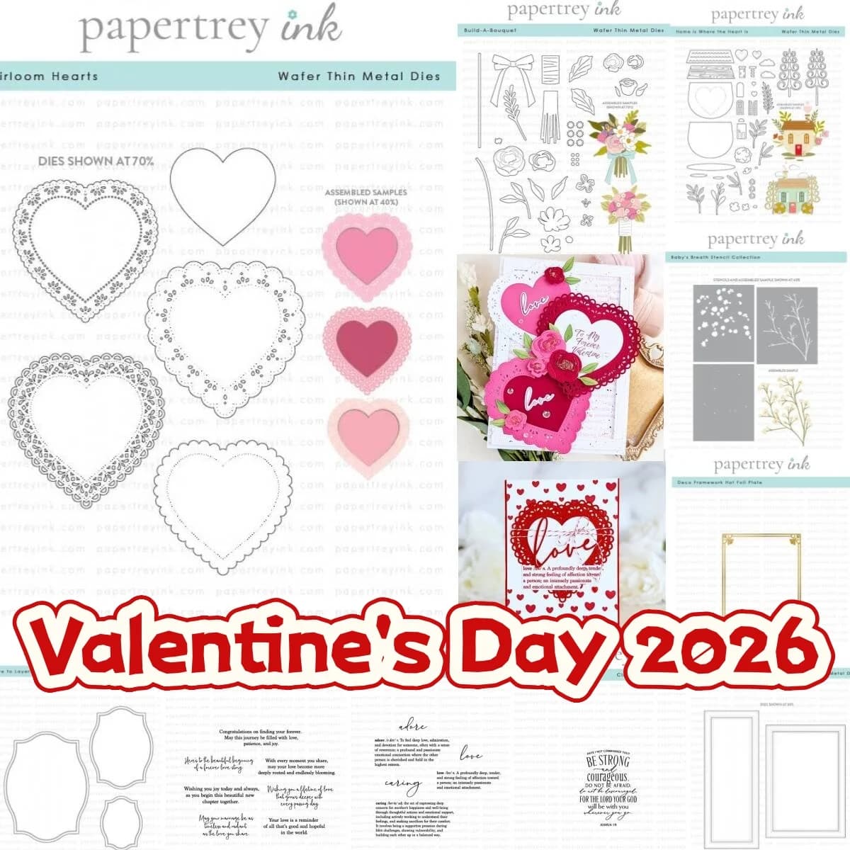 San Valentino 2026 Cuore d'amore Bouquet Casa Quadro Metallo Fustelle Timbri trasparenti Stencil Foglio caldo per Scrapbook fai da te Nuovo