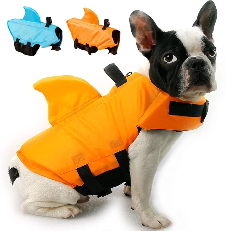 Per giubbotto di salvataggio per cani Giubbotto di salvataggio per cuccioli con pinna di squalo Giubbotto di sicurezza per nuoto per cani regolabile con manico Gilet da surf per cani