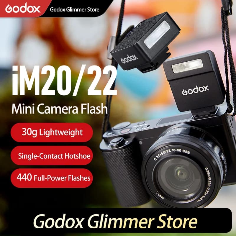 New Godox iM20 iM22 iM30 Flash Universal iFlash Mini for Cameras with Hot Shoe Attachment, Compatible with Various Camera Models, 5 Power Levels