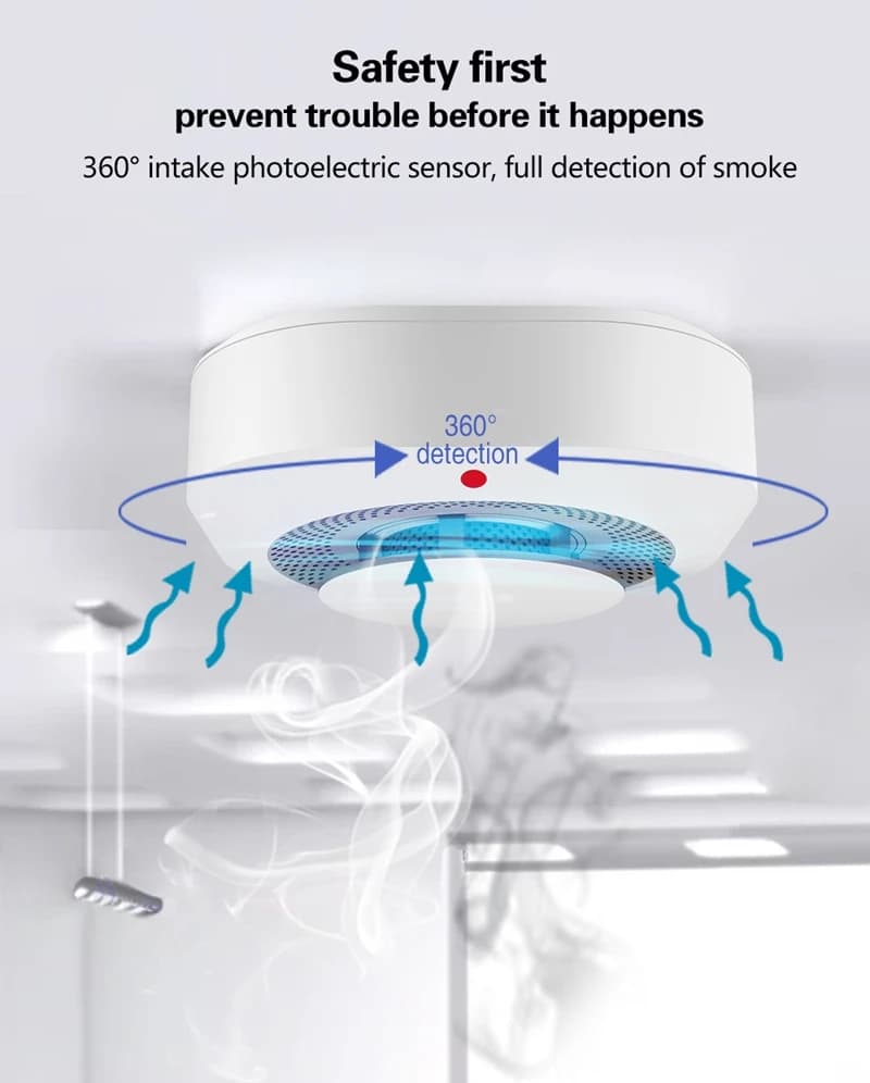 Rilevatore di Fumo Wireless, Allarme Antincendio 433M per Sicurezza Casa e Ufficio, Protezione Antincendio
