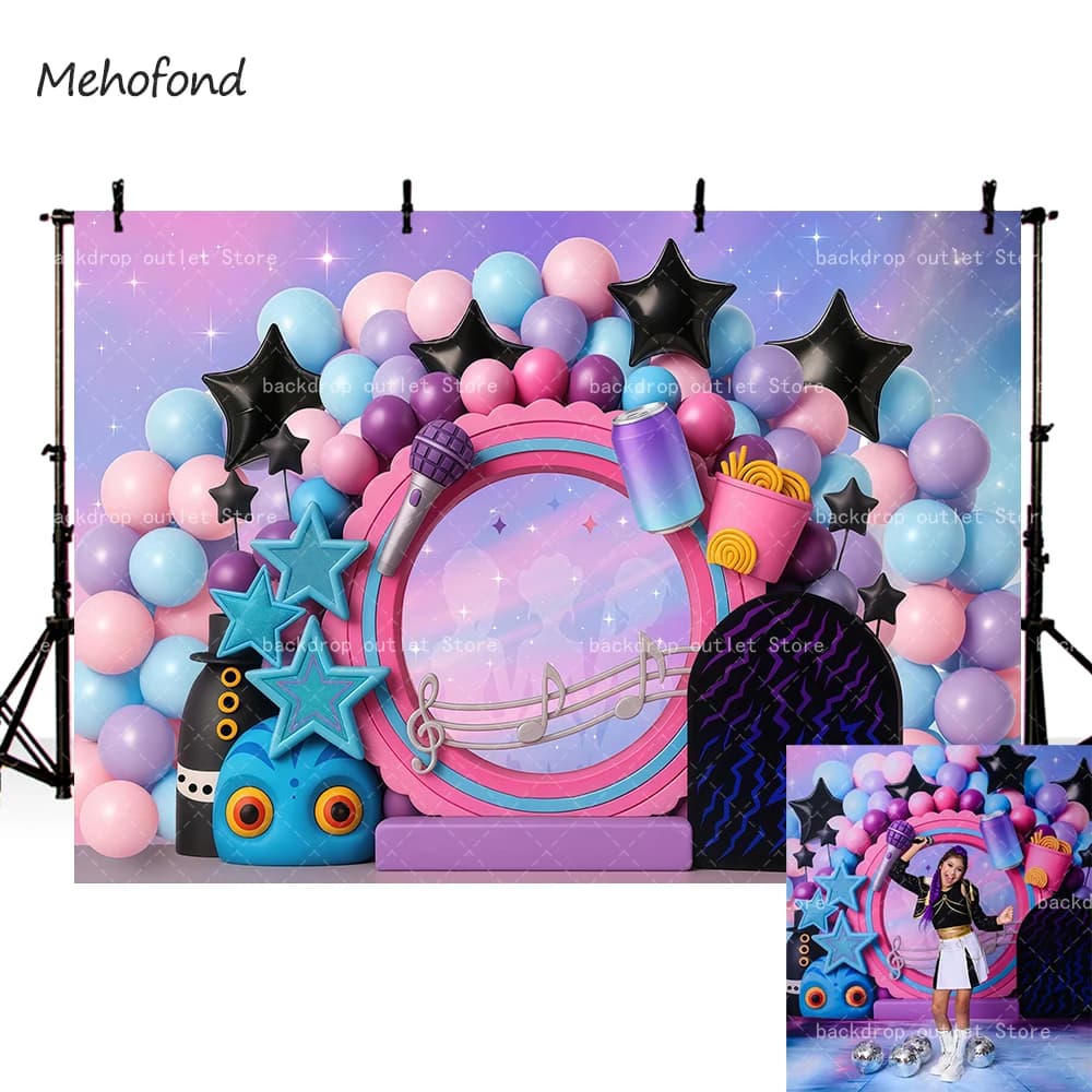 Mehofond Kpop Birthday Music Party Photography Background Arch Balloon Stars Pastel Kids Portrait Backdrop Photo Studio