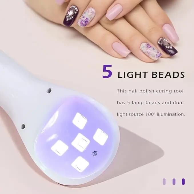 Lampada Portatile per Unghie per Smalto Gel, Strumento per Manicure, Luce UV per Nail Art, Attrezzo da Salone