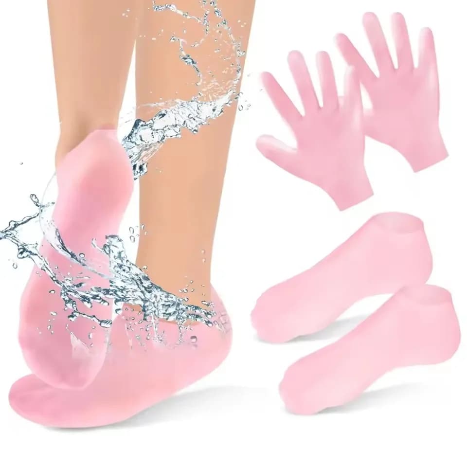Set di 1 Guanto e 1 Calzino in Silicone per la Cura Idratante e Anti-Screpolature, Ammorbidente per Calli