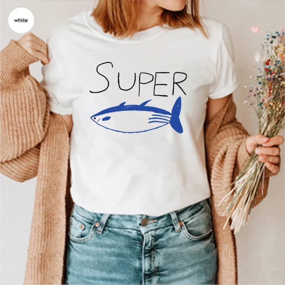 T-shirt pesce tonno Maglietta super tonno Jin Maglietta Jin Kpop Maglietta grafica pesce Maniche corte Top Fan Regalo Abiti estetici