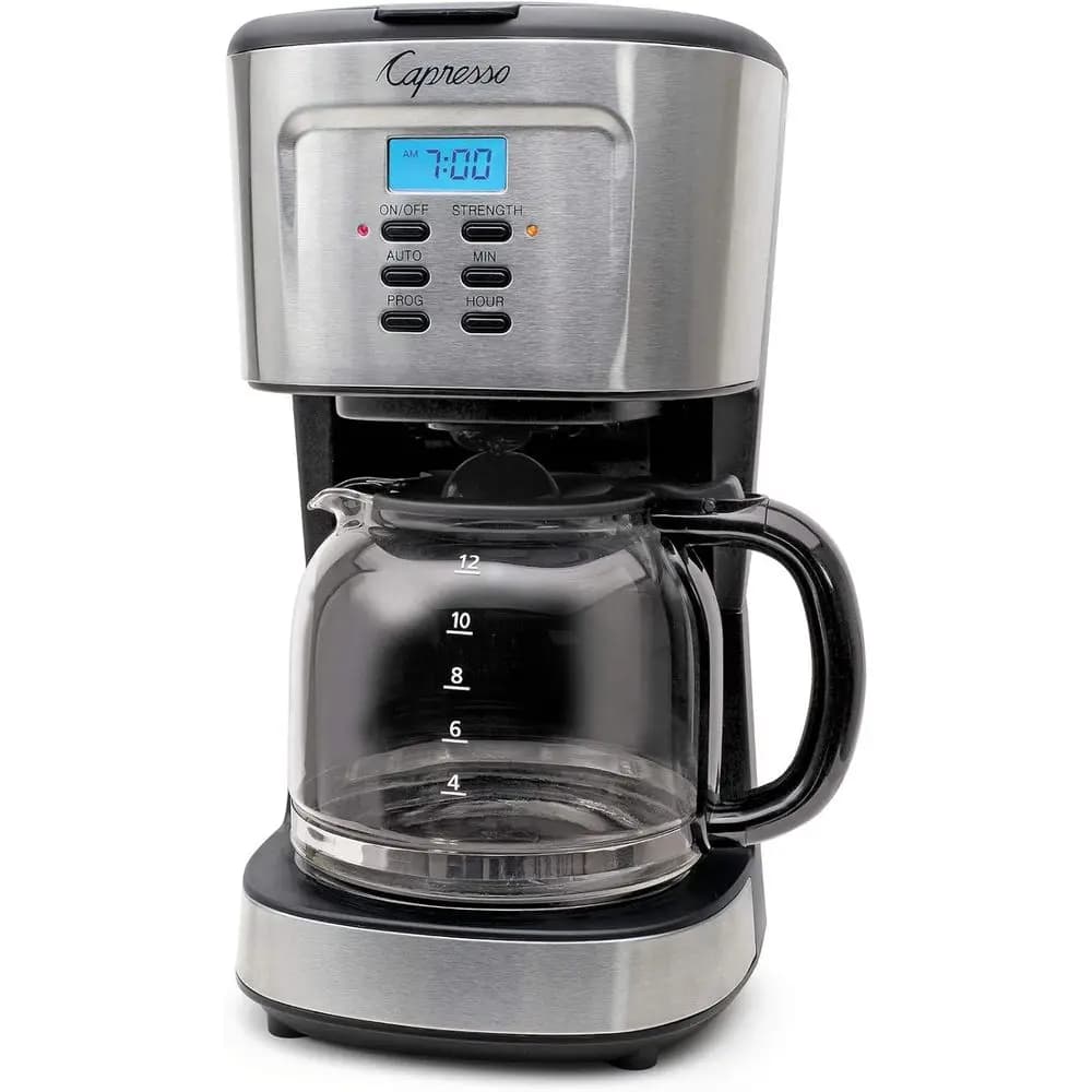 12-Cup Coffee Maker with Glass Carafe, Stainless and Black 416.05