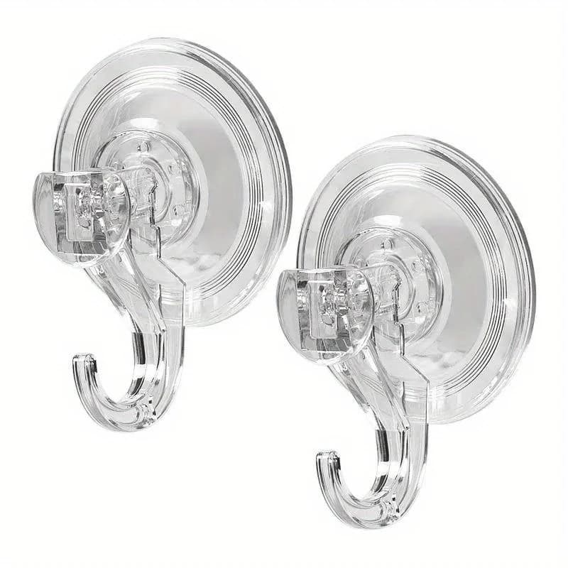 2pcs Suction Cup Hooks Clear Reusable Heavy Duty Vacuum Suction Cup Hooks Glass Kitchen Bathroom Hooks for Towel