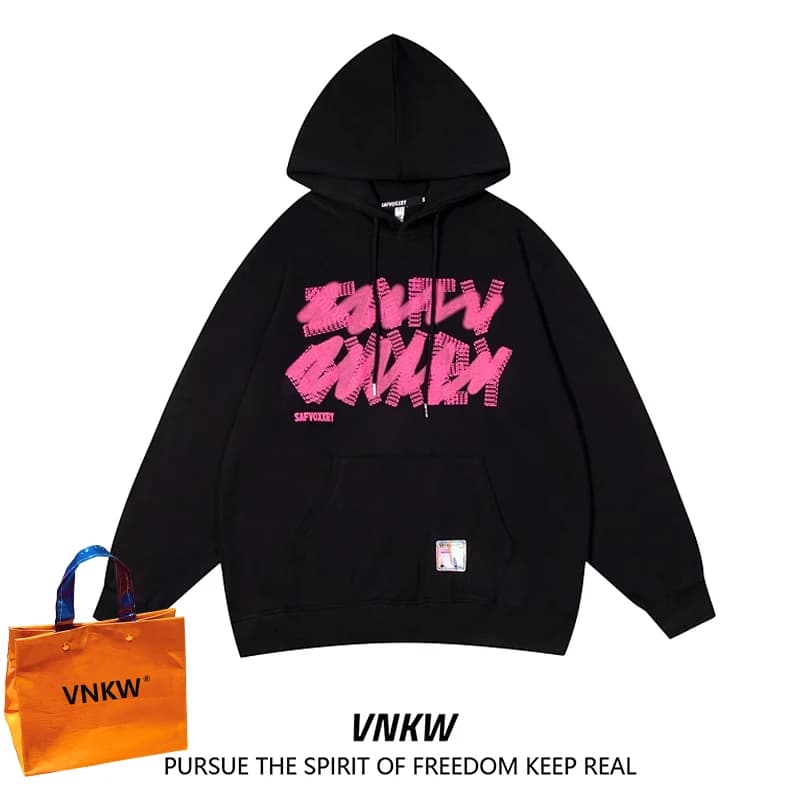 Trendy Letter Print Hoodie Long Sve Men's Hip Hop Oversize Versatile Couple Casual Jaet Streetwear Youth ular Spring ...
