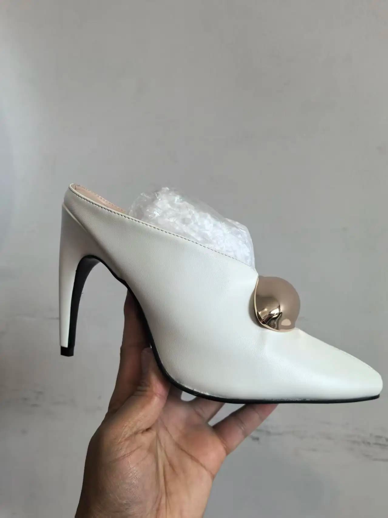Show Style 10.5cm High Heel Fish Mouth Sandals Spring Summer Black White Fashion Sexy Professional Commuter Women Shoes Size 43