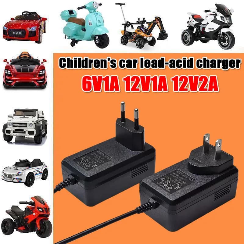 Caricabatterie per auto per bambini, batteria agli ioni di litio 12V1A 2A, caricabatterie AC/DC 6V1A per batterie al piombo-acido 2A, adattatore di alimentazione con spina US/EU