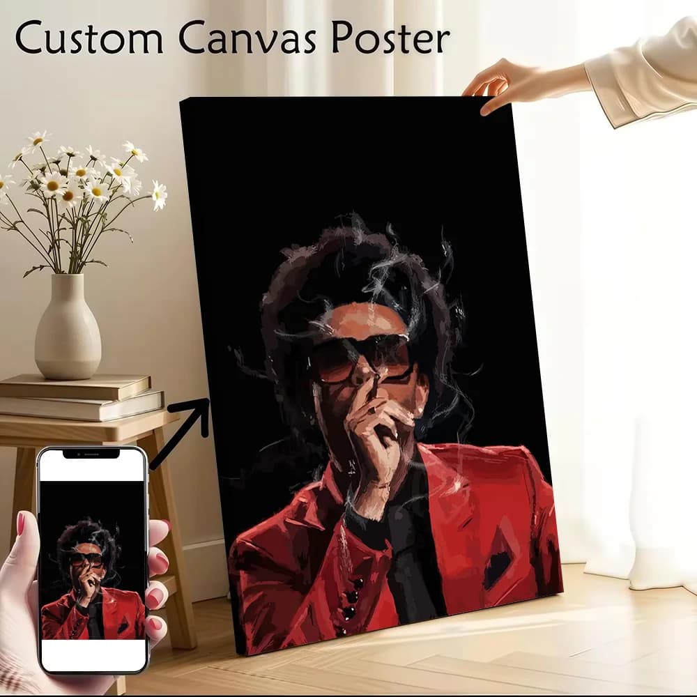 The Weeknd Smoking Canvas Wall Art Poster Custom Photo Print Modern Painting for Fans Home and Decoration Bedroom Accessories