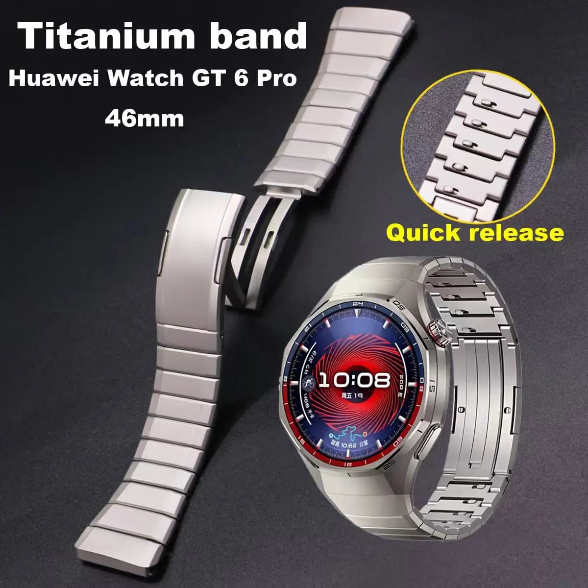 Cinturino in lega di titanio per Huawei Watch GT6 Pro 46MM cinturino in metallo a sgancio rapido
