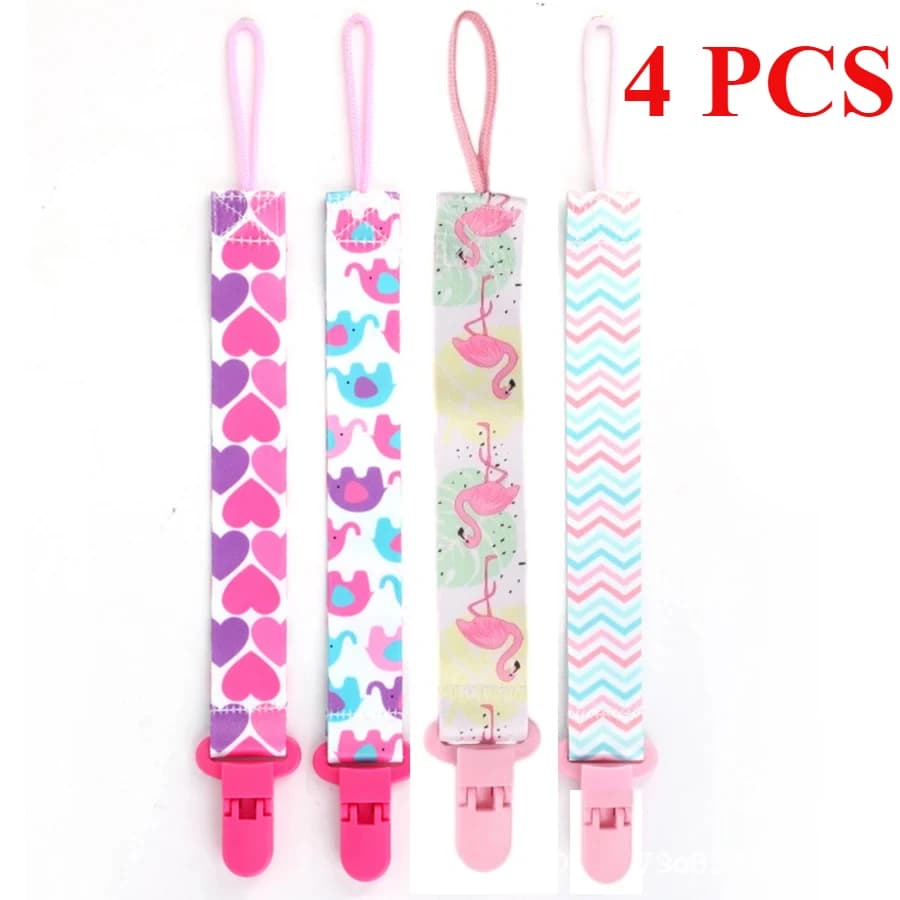 4 pz/set Clip per catena ciuccio neonato Ciuccio stampato fronte-retro Cintura Porta ciuccio Alimentazione infantile