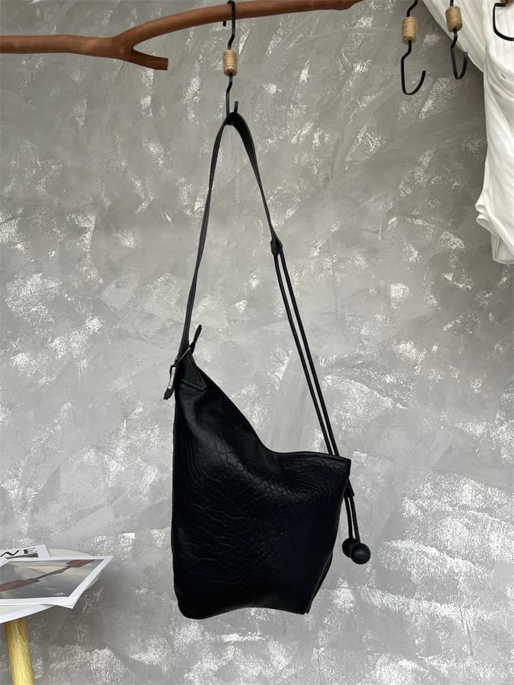 Borsa Hobo Casual in Pelle di Pecora e Corno di Mucca, Borsa a Tracolla da Donna a Forma di Raviolo, Morbida e Moderna in Stile Neutro per Uso Quotidiano