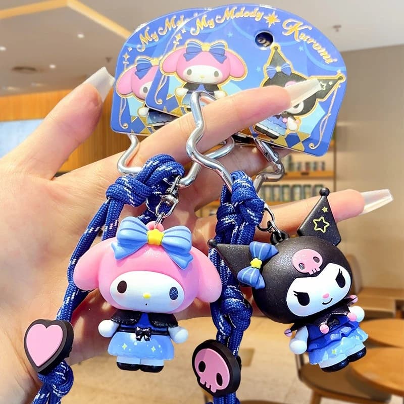 Genuine Sanrio Cartoon Kuromi Bracelet Keychain Pendant Couple Girl Bag Backpack Cute Charm Car Decoration Phone Case Strap