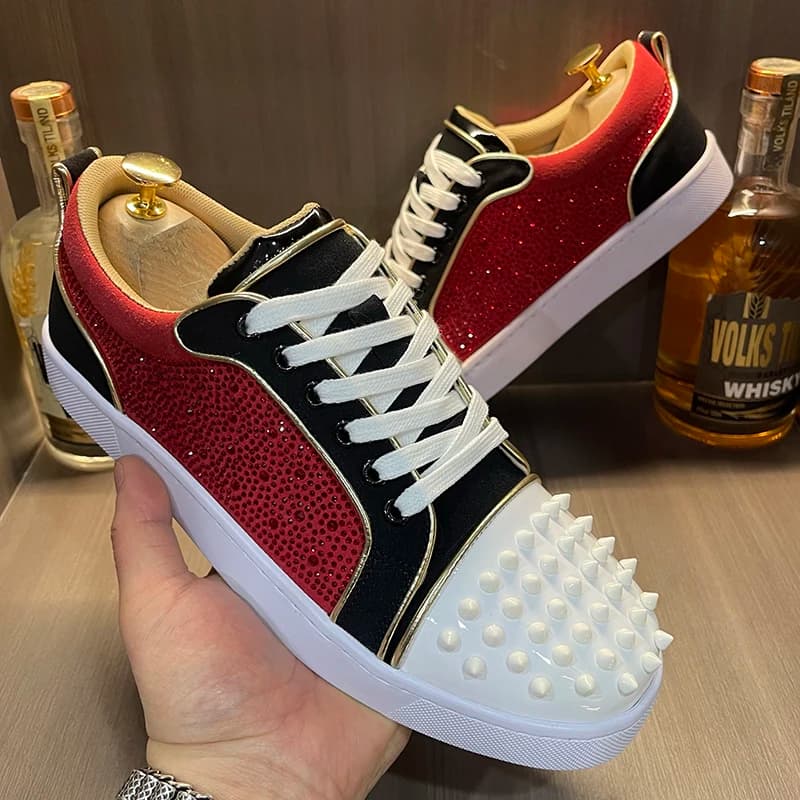 men's fashion punk hip hop dress rivets shoes soft leather spikes studded shoe flats platform designer sneakers youth footwear