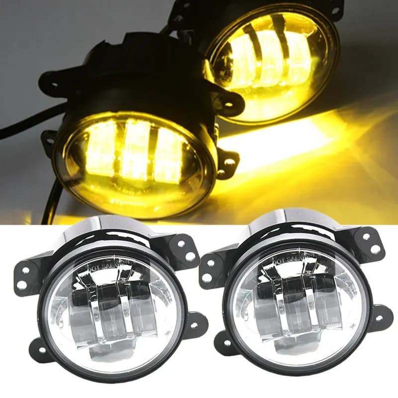 4" Inch LED Yellow Fog Lights for Jeep Wrangler JK Unlimited JK 07-18 Front Bumper Led Chip Driving Offroad Foglight