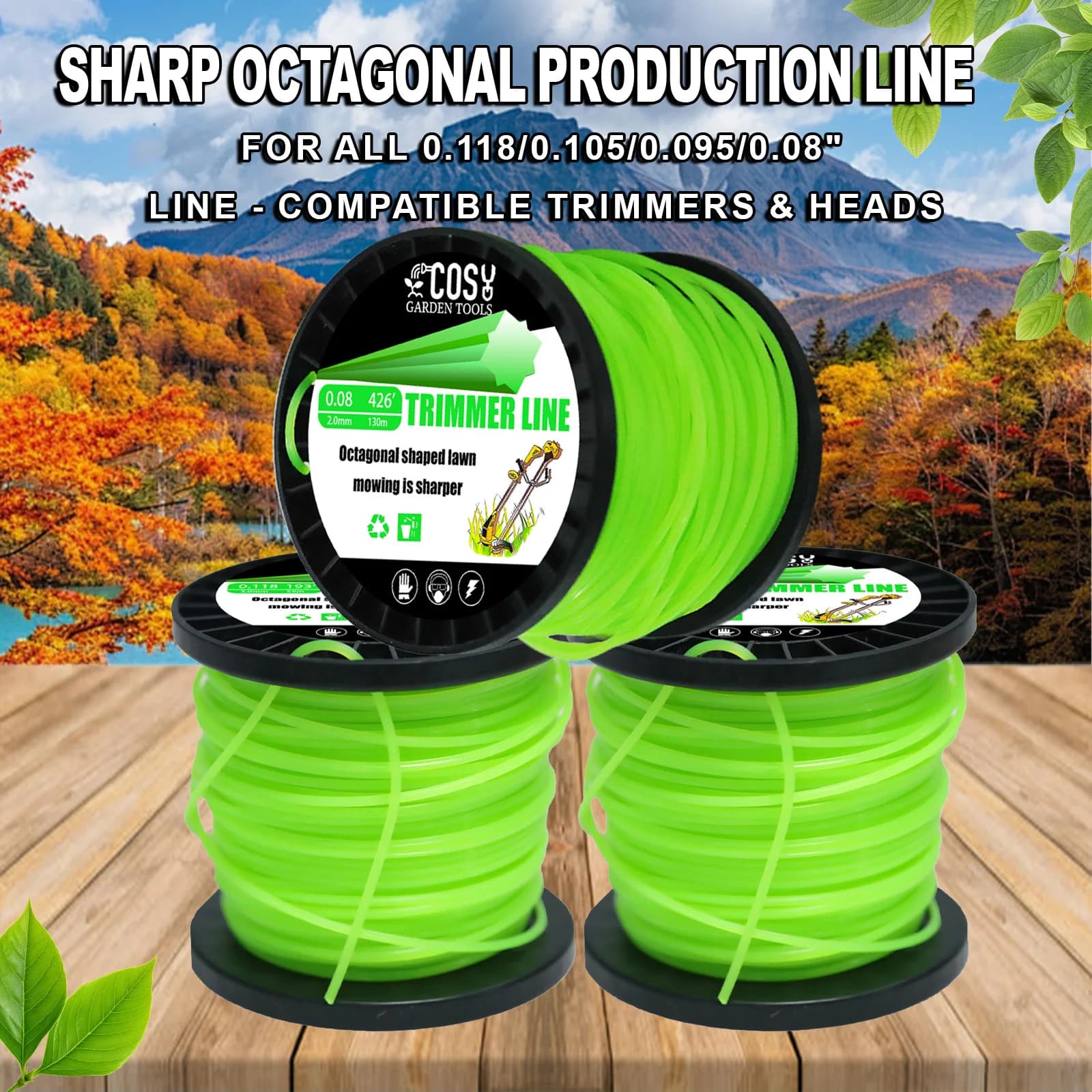 2.0*130M Nylon Octagonal Shape Trimmer Trimmer Line Trimmer Head Latch for Shears Round Grass Corda Line Wire Cutting Machine