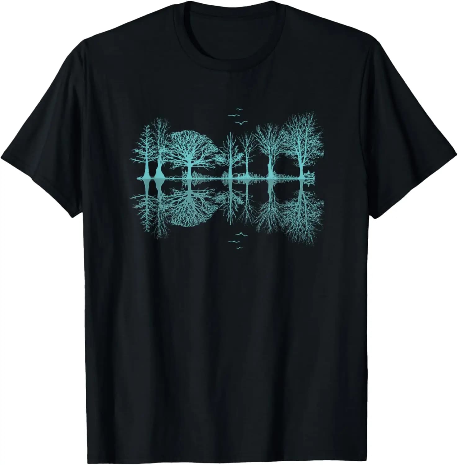 Wildlife Nature Trees Reflection Outdoor Forest T-Shirt Small 100% Cotton Trendy Y2K Short-Sleeve Tee – Soft, Quick-Drying, & Moisture-Wicking; Ideal for Sports or Casual Wear; Great Gift for Christmas or Halloween.