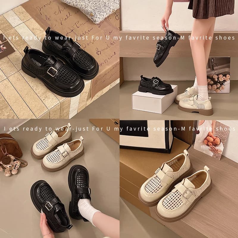 Mocassini da donna traforati traspiranti, scarpe casual piatte estive con suola in gomma antiscivolo, comode per tutti i giorni, con fibbia, leggere