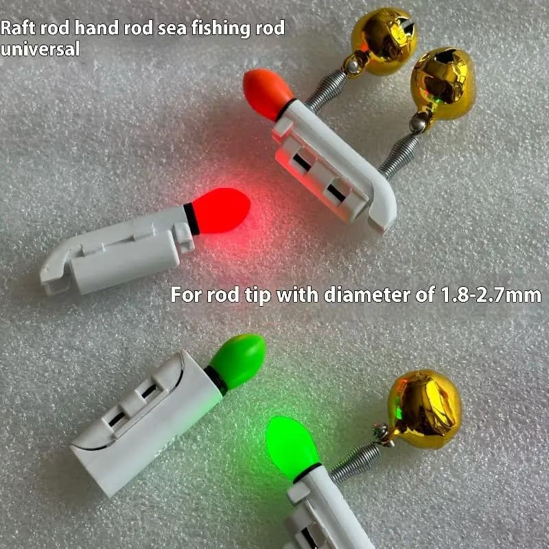 LED Night Flash Double Bells Rod Clip for Fishing, Bite Alarm Indicator without Battery Included