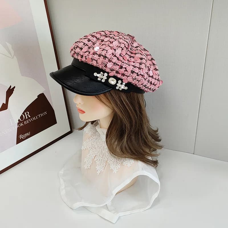Fascinating Sequins Beret Women Designer Hats Casual All-match Hat Female Beanie Cap Versatile Girl's Berets French Painter Hat