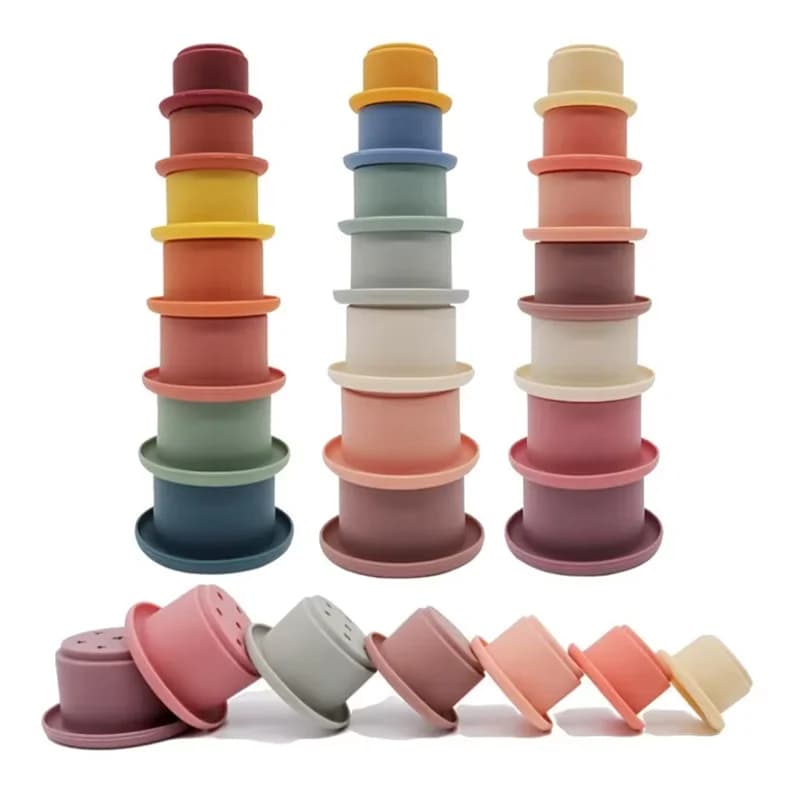 Tazze impilabili per bambini Set di giocattoli per nidificazione Giocattoli educativi Montessori per neonati 0-12 mesi Regalo di compleanno di Natale per l'apprendimento del bambino