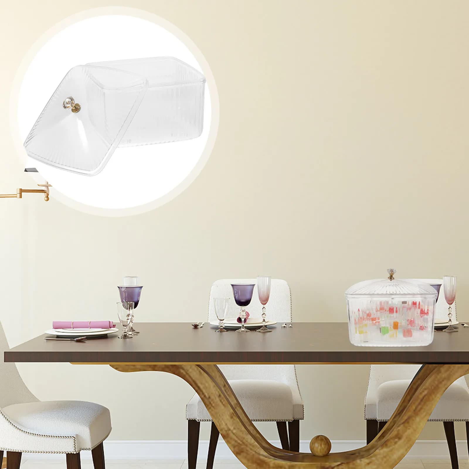 Contenitore trasparente per alimenti con coperchio, organizer da scrivania, porta snack, scatola per frutta secca, organizer per dispensa da cucina