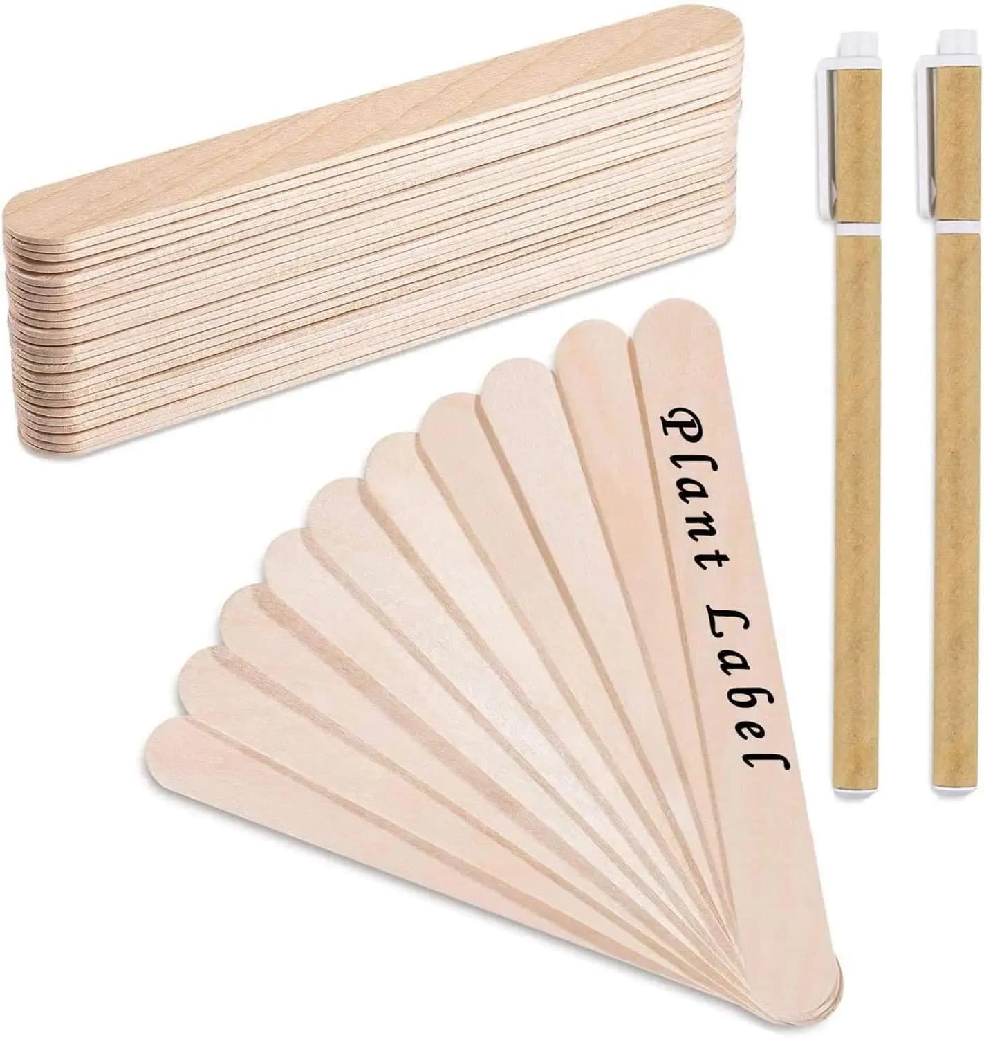 200 wooden labels for plants, seed markers, potted herbs, flowers, vegetables, with 2 gel pens, 0.7 x 5,9 inch