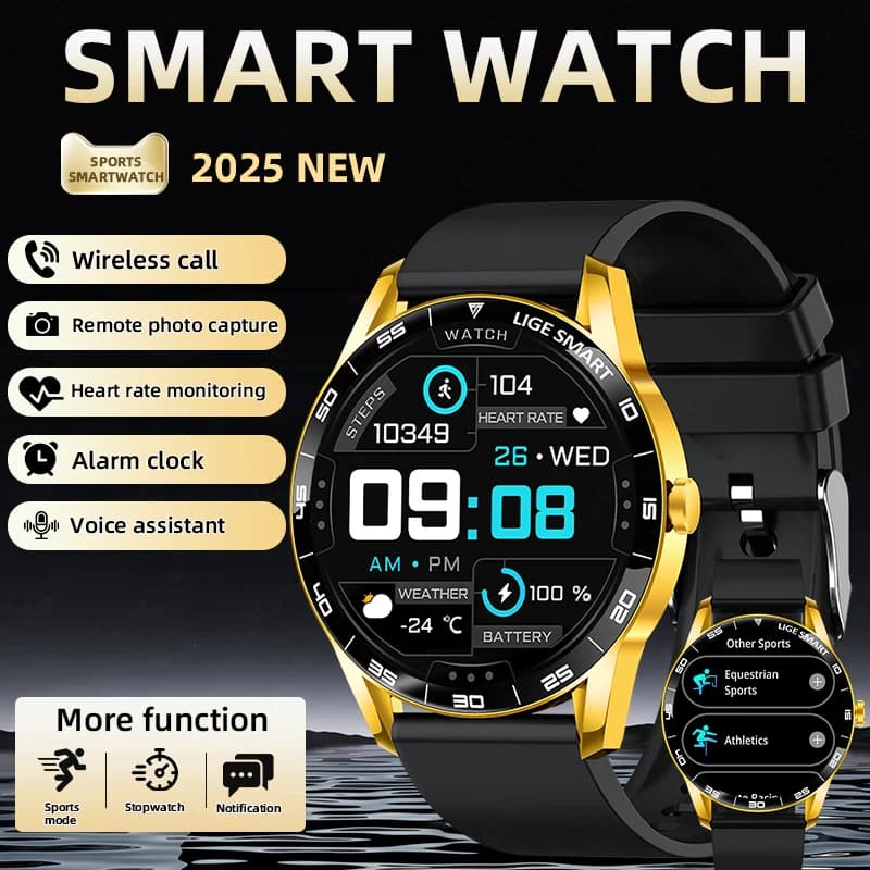 LIGE Smart Watch Full Touch Screen Uomo Donna Chiamata Bluetooth IP68 Orologi impermeabili Sport Fitness Monitoraggio della salute Uomo Smartwatch