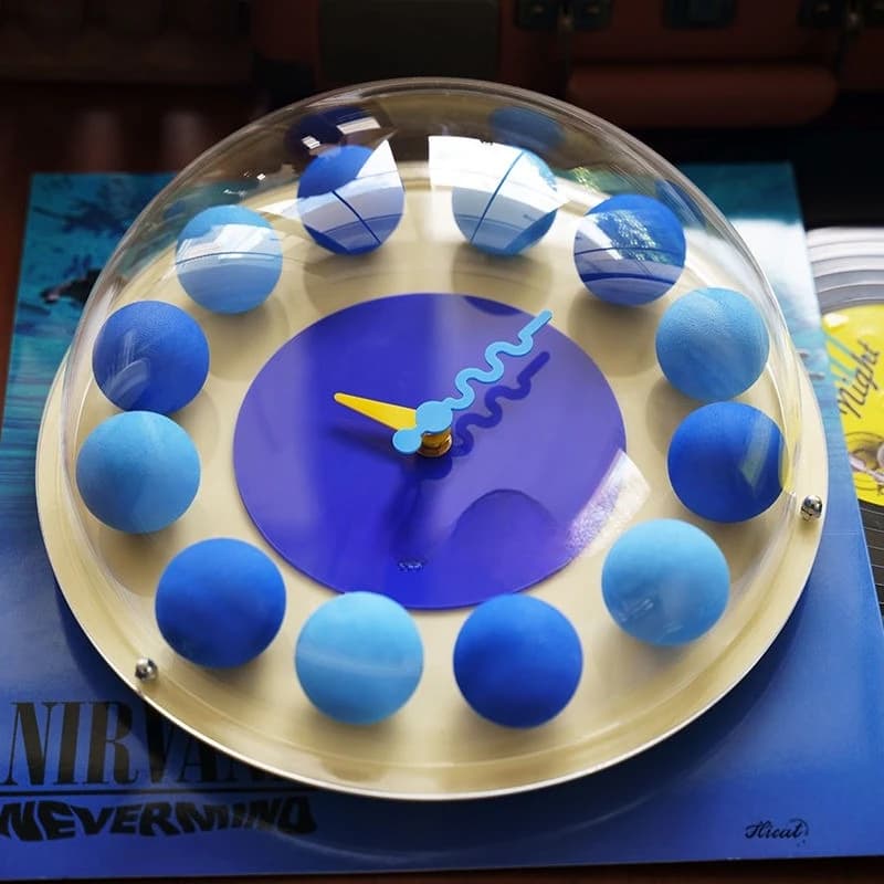 Orologio a bolla sferica, orologio da camera per bambini, orologio da parete, famiglia blu per uso domestico