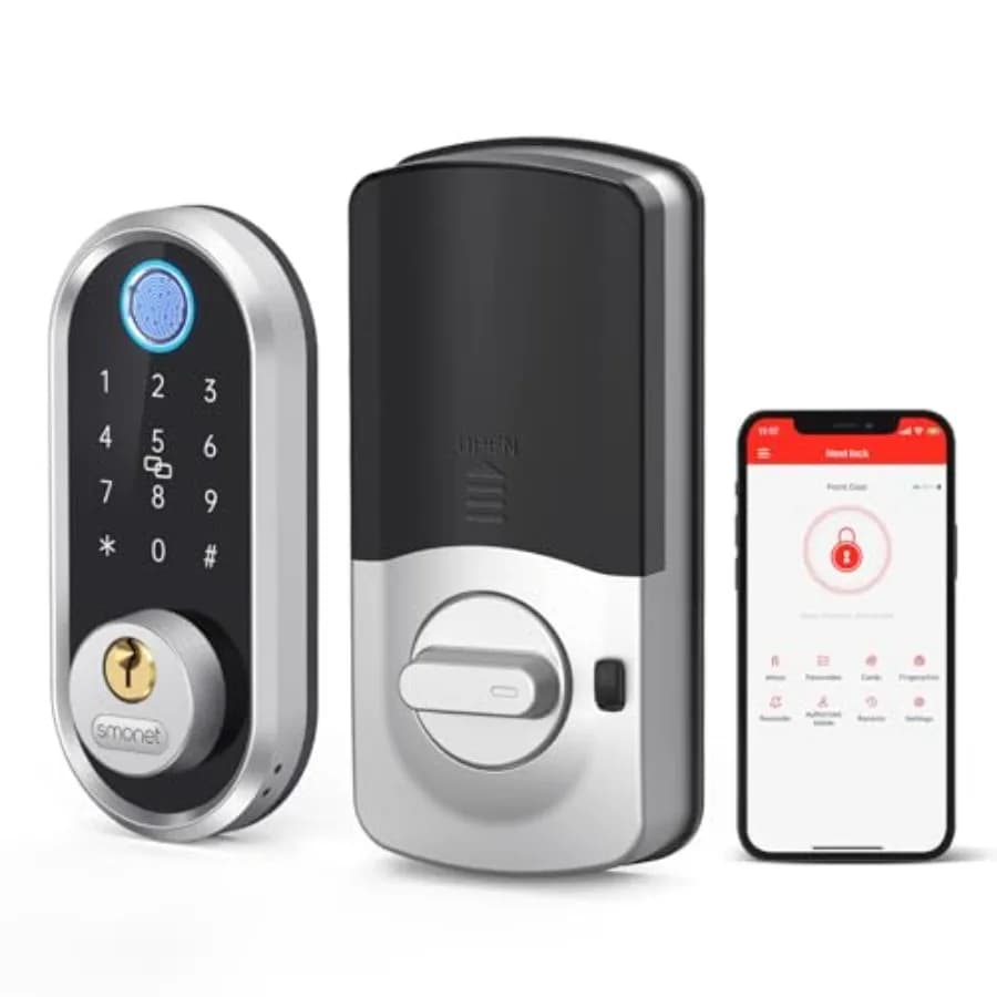 Serratura Intelligente Senza Chiave con Impronta Digitale, Tastiera Biometrica Touchscreen, Serratura Elettronica Digitale Bluetooth Compatibile