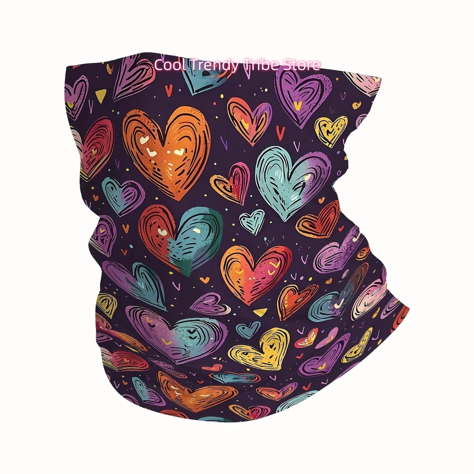 Colorful Heart Pattern, Love Symbols, Abstract Design Printed Scarf, Multi-Functional Mask And Neck Mask, Suitable for Outdoor A