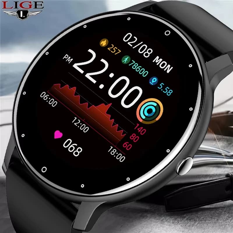 LIGE Smart Watch da uomo con monitoraggio della salute, schermo HD Full Touch, orologio sportivo impermeabile per Android IOS, chiamate Bluetooth, Smartwatch da donna