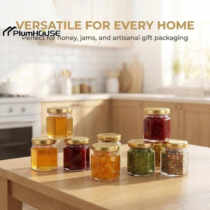 3/5pcs Set Mini Hexagon Jars Lids for Wedding Gift Party Homemade Jam Spices Honey Storage Containers